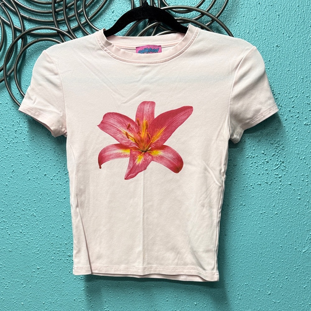 Edikted Pink Floral Short Sleeve Tee